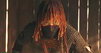 A Sith (Amandla Stenberg) steadies herself against Master Indara (Carrie-Anne Moss) in The Acolyte (2024), Disney