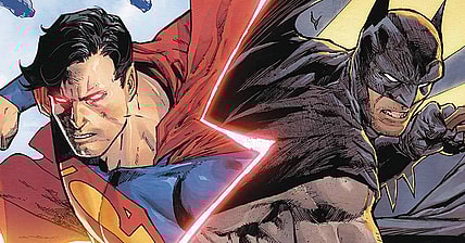 The Man of Steel and The Dark Knight are ready to rumble on Daniel Sanche's variant cover to Batman/Superman: World's Finest Vol 1 #19 "Phantom Riddles, Part 2" (2023), DC