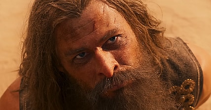 Warlord Dementus (Chris Hemsworth) finds himself at the mercy of the titular heroine (Anya Taylor-Joy) in Furiosa: A Mad Max Saga (2024), Warner Bros. Pictures