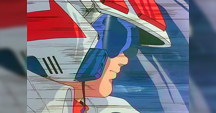 Hikaru Ichijyo (Arihiro Hase) prepares for takeoff in the intro to Super Dimension Fortress Macross (1982), Big West