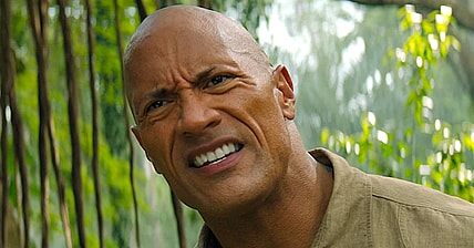 Bravestone/Eddie (Dwayne Johnson) displaying some smoldering intensity in Jumanji: The Next Level (2019), Columbia Pictures