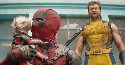 Deadpool (Ryan Reynolds) shows his appreciation to Dogpool in Deadpool & Wolverine (2024), Marvel Entertainment
