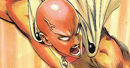 Saitama breaks his controller after losing to King on Yusuke Murata's cover to One-Punch Man Vol. 8 (2015), Shueisha