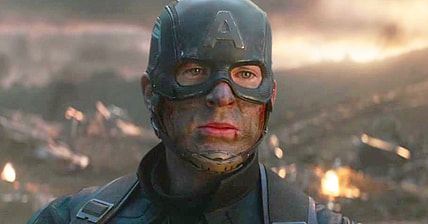 Captain America (Chris Evans) watches on as Thanos (Josh Brolin) and his forces crumble to dust in Avengers: Endgame (2019), Marvel Studios