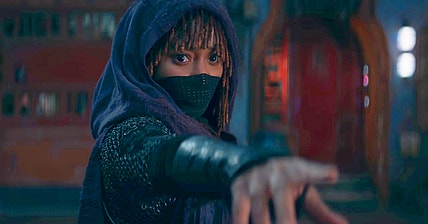 Mae (Amandla Stenberg) prepares to defend herself from Sol (Lee Jung-jae) in The Acolyte Season 1 Episode 2 "Revenge/Justice" (2024), Disney