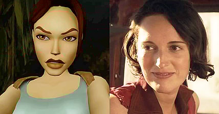 Lara Croft (Judith Gibbons) takes aim at Tony (Peter Kelamis) in in Tomb Raider III: Adventures of Lara Croft Remastered (2023), Crystal Dynamics / Helena (Phoebe Waller-Bridge) dismisses Indy's (Harrison Ford) adventuring advice in Indiana Jones and the Dial of Destiny (2023), Lucasfilm
