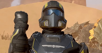 A Helldiver salutes his team in Helldivers 2 (2024), Arrowhead Game Studios
