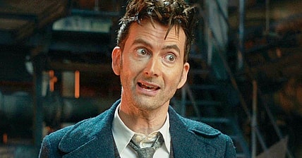 The Doctor (David Tennant) expresses concern over Rose (Yasmin Finney) and Donna's (Catherine Tate) ongoing dance with Human-Time Lord Meta-Crisis in Doctor Who Special 302 "The Star Beast" (BBC)