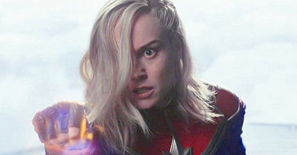 Captain Marvel (Brie Larson) experiences a power-misfire in The Marvels (2023), Marvel Entertainment