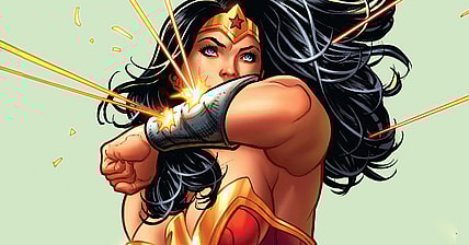 Wonder Woman deflects a hail of incoming gunfire on Frank Cho's variant cover to Wonder Woman Vol. 5 #3 "The Lies, Part Two" (2016), DC