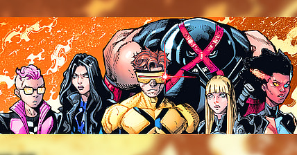 Quentin Quire, Psylocke, Cyclops, Juggernaut, Magik, and Tempest assemble in X-Men Vol. 7 #1 "Fire-Baptized Species" (2024), Marvel Comics. Words by Jed MacKay, art by Ryan Stegman, JP Mayer, Marte Gracia, and Clayton Cowles.