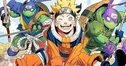 Naruto teams up with the titular turtles on Jorge Jiménez's cover to Teenage Mutant Ninja Turtles x Naruto (2024), IDW