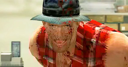 Cliff Hudson (Steve Blum) demands answers from Frank West (T.J. Rotolo) in Dead Rising (2006), Capcom