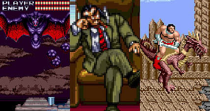 Split image of hacked roms for Castlevania: Bloodlines, Streets of Rage 2, and Golden Axe, Sega