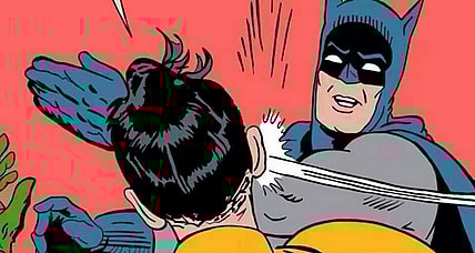 Batman slaps Robin