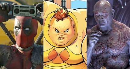 Split image of Deadpool, Big Bertha and Drax the Destroyer