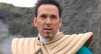 Tommy Oliver (Jason David Frank) joins the fight against Draven as the Green Ranger in Power Rangers Super Megaforce Season 1 Episode 20 "Legendary Battle" (2014), Saban Entertainment via Blu-ray