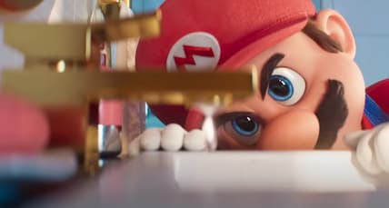 Mario stares intently at a leaking faucet via The Super Mario Bros. Movie (2023), Illumination, Nintendo
