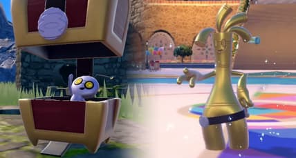 Gimmighoul and its evolution Gholdengo via Pokémon Scarlet & Violet (2022), Nintendo