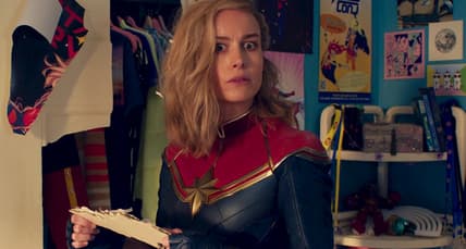 Captain Marvel (Brie Larson) tries to make sense of her recent location-swap in the post-credits scene to Ms. Marvel Season 1 Episode 6 “No Normal” (2022), Marvel Entertainment via Disney Plus