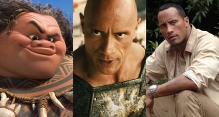 Split image of Dwayne Johnson in Moana, Black Adam and The Rundown