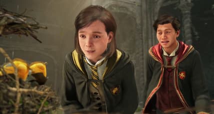 Poppy Sweeting (Alice Haldane) is fascinated by a freshly hatched fantastic beast, while the player character struggles to share the sentiment via Hogwarts Legacy