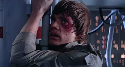 Luke Skywalker defeated by Darth Vader in 'The Empire Strikes Back' (1980), 20th Century Fox