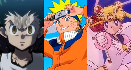 Gon in Hunter x Hunter Episode 112 "Monster x And x Monster" (2014), Madhouse / Naruto OP 1 (2002), Pierrot / Sailor Moon Sailor Stars OP (1996), Toei Animation
