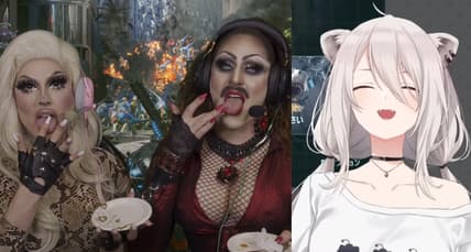 Exoprimal livestreams included Deere and BiqtchPuddin lick their fingers, and Botan laughing via Twitch