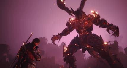 Clive Rosfield (Yuma Uchida) stands before the might of Ifrit in Final Fantasy XVI (2023), Square Enix