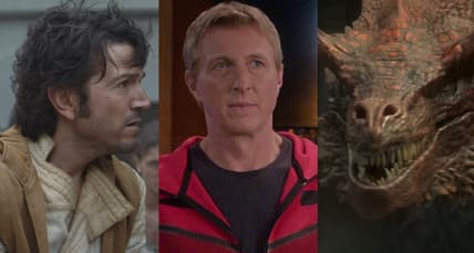 Source: (L-R): Cassian Andor (Diego Luna) and a shoretrooper in Lucasfilm's ANDOR, exclusively on Disney+. ©2022 Lucasfilm Ltd. & TM. All Rights Reserved. / Cobra Kai. (L to R) Ralph Macchio as Daniel LaRusso, William Zabka as Johnny Lawrence, Yuji Okumoto as Chozen Toguchi, Courtney Henggeler as Amanda LaRusso in Cobra Kai. Cr. Courtesy of Netflix © 2022 / House of the Dragon | Official Trailer | HBO Max