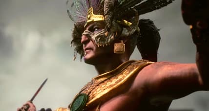 An Aztec chief addresses his people in Ecumene Aztec (2025), Ecuemene Games