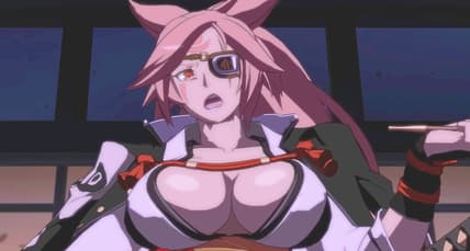 Baiken (Mayumi Asano) stands victorious in Guilty Gear -Strive- (2021), Arc System Works