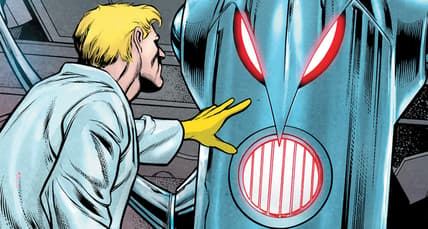Hank Pym activates Ultron-1 in Age of Ultron Vol. 1 #9 (2013), Marvel Comics. Words by Brian Michael Bendis, art by Brandon Peterson, Carlos Pacheco, Roger Bonet, Paul Mounts, José Villarrubia, and Cory Petit