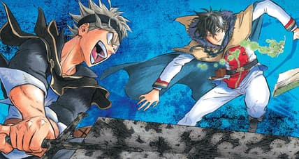 Asta clashes with Yuno on Yuki Tabata's color spread to Black Clover Ch. 105 "Two New Stars" (2017), Shueisha