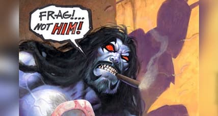 Lobo fears Ambush Bug on Alex Horley's cover to Lobo: Unbound Vol. 1 #4 (2003), DC.