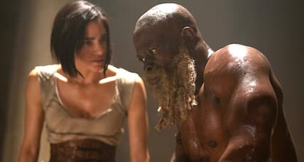 REBEL MOON: (L-R) Sofia Boutella as Kora and Djimon Hounsou as Titus in Rebel Moon. Cr. Clay Enos/Netflix © 2023