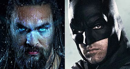 Split image of Aquaman and Batman from the DCEU