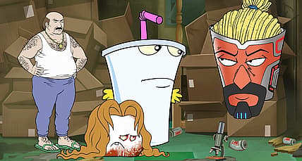 Frylock formulates a plan with Master Shake, Meatwad and Carl in Aqua Teen Forever: Plantasm (2022)