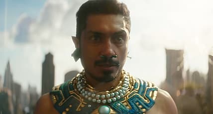 Namor (Tenoch Huerta) taunts Queen Ramonda in Black Panther: Wakanda Forever (2022), Marvel
