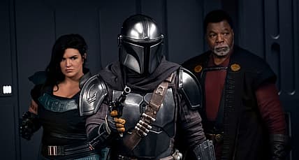 Gina Carano, Pedro Pascal, Carl Weathers in THE MANDALORIAN season two on Disney+