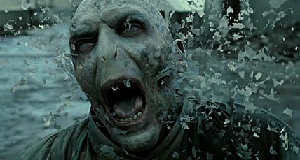 Lord Voldemort (Ralph Fiennes) meets his end in Harry Potter and the Deathly Hallows - Part 2