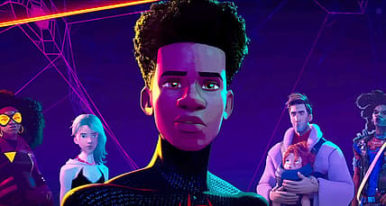 Miles Morales learns about Spider Society's origin in Spider-Man: Across the Spider-Verse (2023)