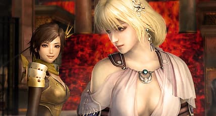 Nene shares encouragement with Sophitia Alexandria in Warriors Orochi 3 (2012), Koei Tecmo