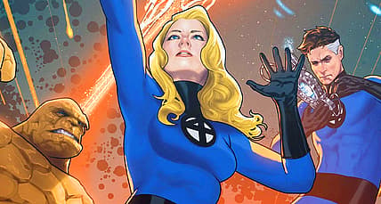 Sue Storm on Taurin Clarke's variant cover to Fantastic Four Vol. 7 #10 (2023), Marvel Comics