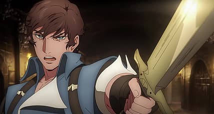 Richter Belmont (Edward Bluemel) draws blade in Castlevania: Nocturne Episode 4 (2023), Netflix