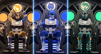 Aiyon, Billy, and Izzy pilot Cosmic Fury Megazord in Power Rangers Cosmic Fury Season 1 (2023)