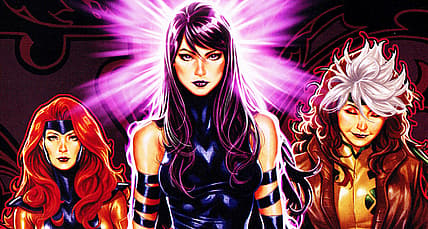 Jean Grey, Psylocke, and Rogue on Mark Brooks' cover to Uncanny X-Men Vol. 5 #1 (2018), Marvel
