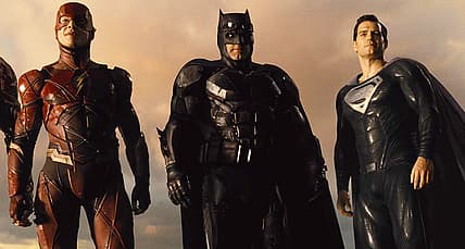 Flash, Batman, Superman stand over Darkseid in Zack Snyder's Justice League (2021), Warner Bros