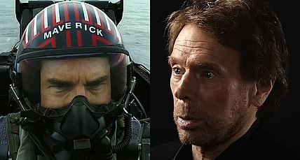Split image of Tom Cruise and Jerry Bruckheimer